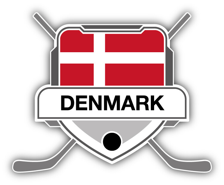 Denmark Flag Hockey Crest Car Bumper Sticker Decal