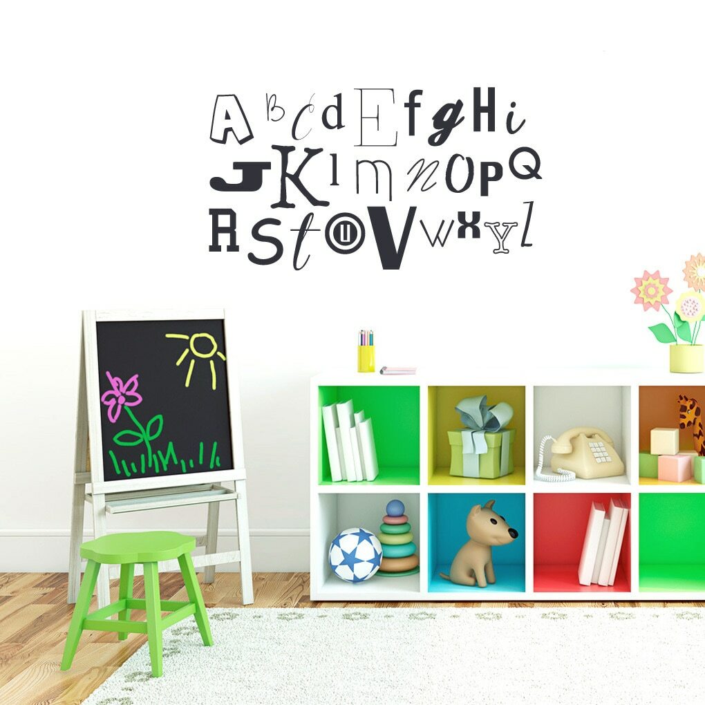 Alphabet Wall Decal – Kids, Nursery, Classroom, Playroom, Teacher, Wall Sticker