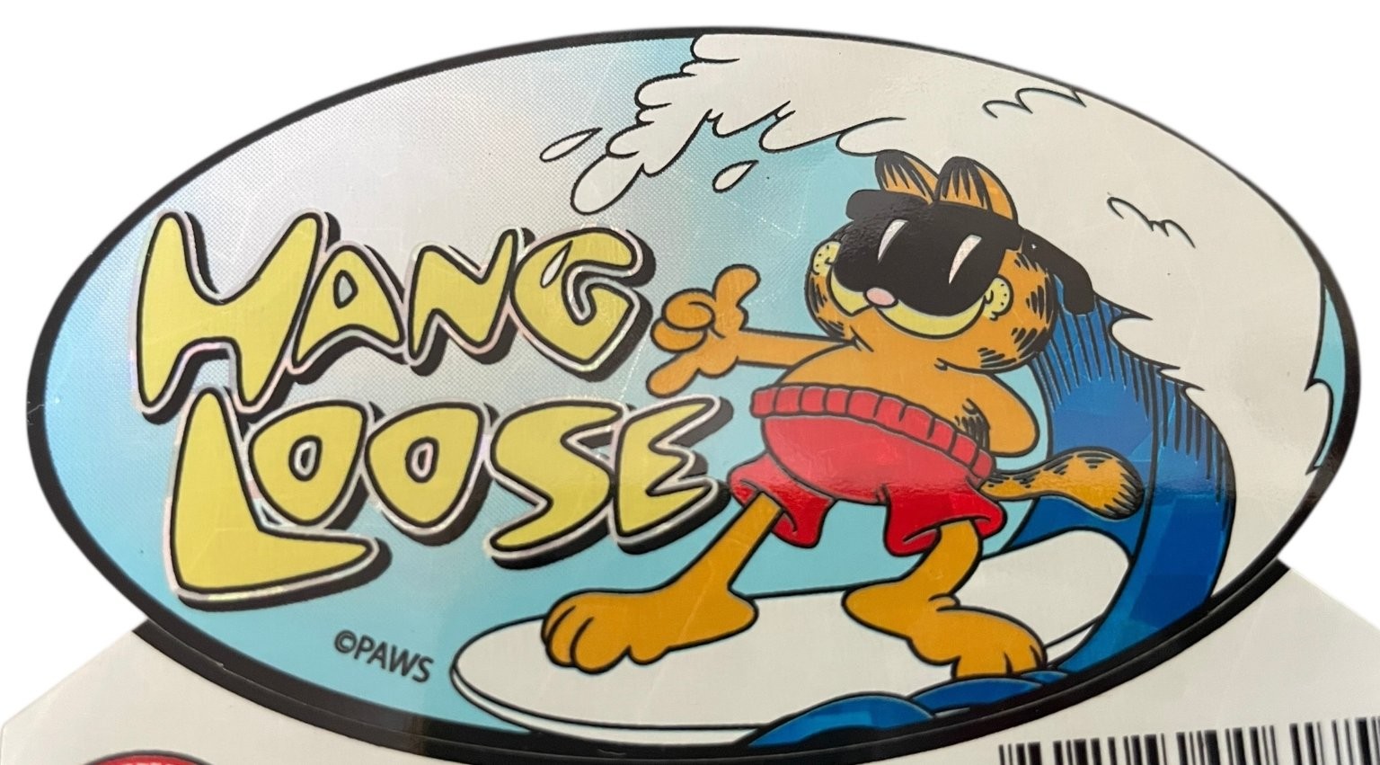 Garfield Hang Loose Surfing Sticker Sandstone Made USA 1617 Vintage 3.5×2"