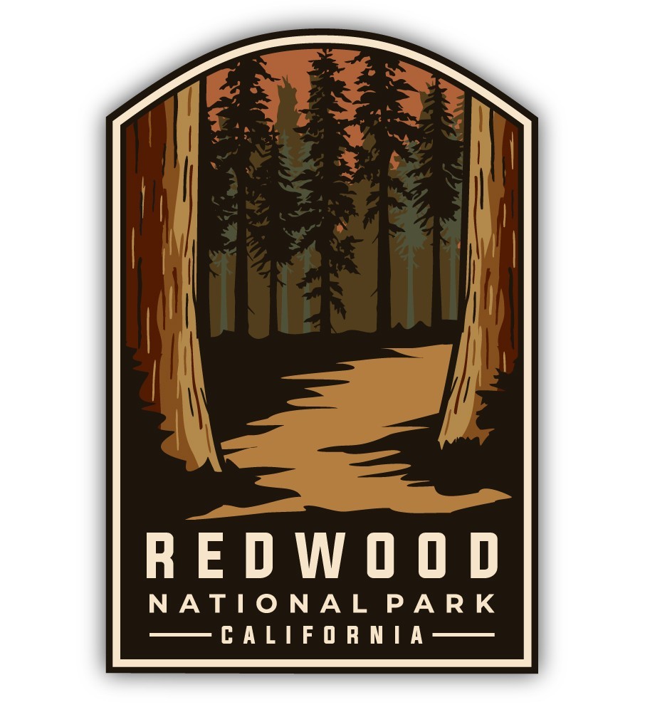 Redwood National Park Emblem Art Cut To Shape Vinyl Sticker