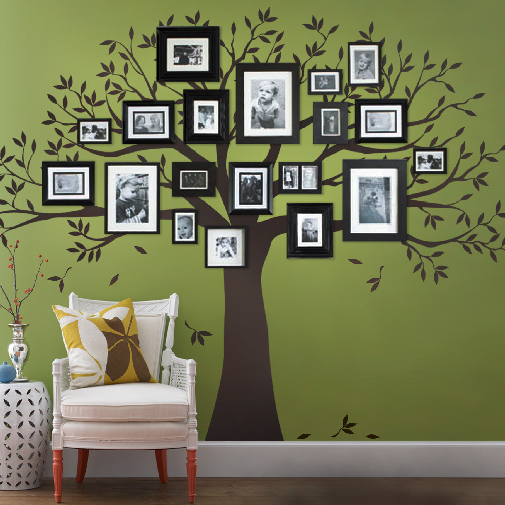 Family Tree Wall Decal – Tree Wall Decal for Picture Frames – Chestnut Brown