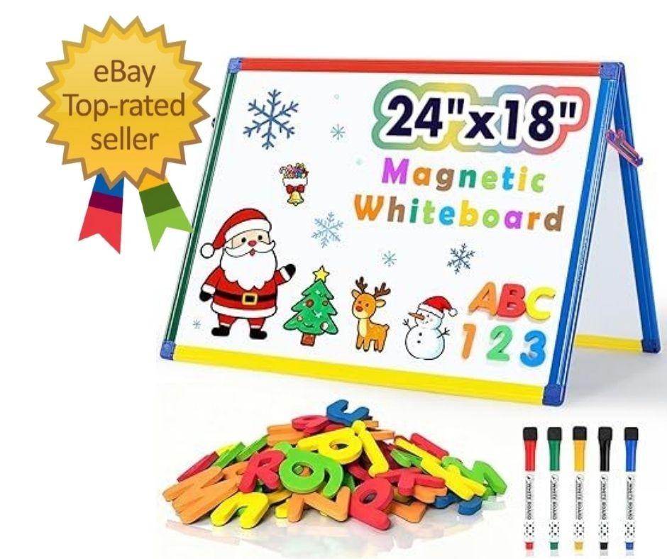 Magnetic Board for Kids – Tabletop White Board for Children- 24×18 Inch Double S