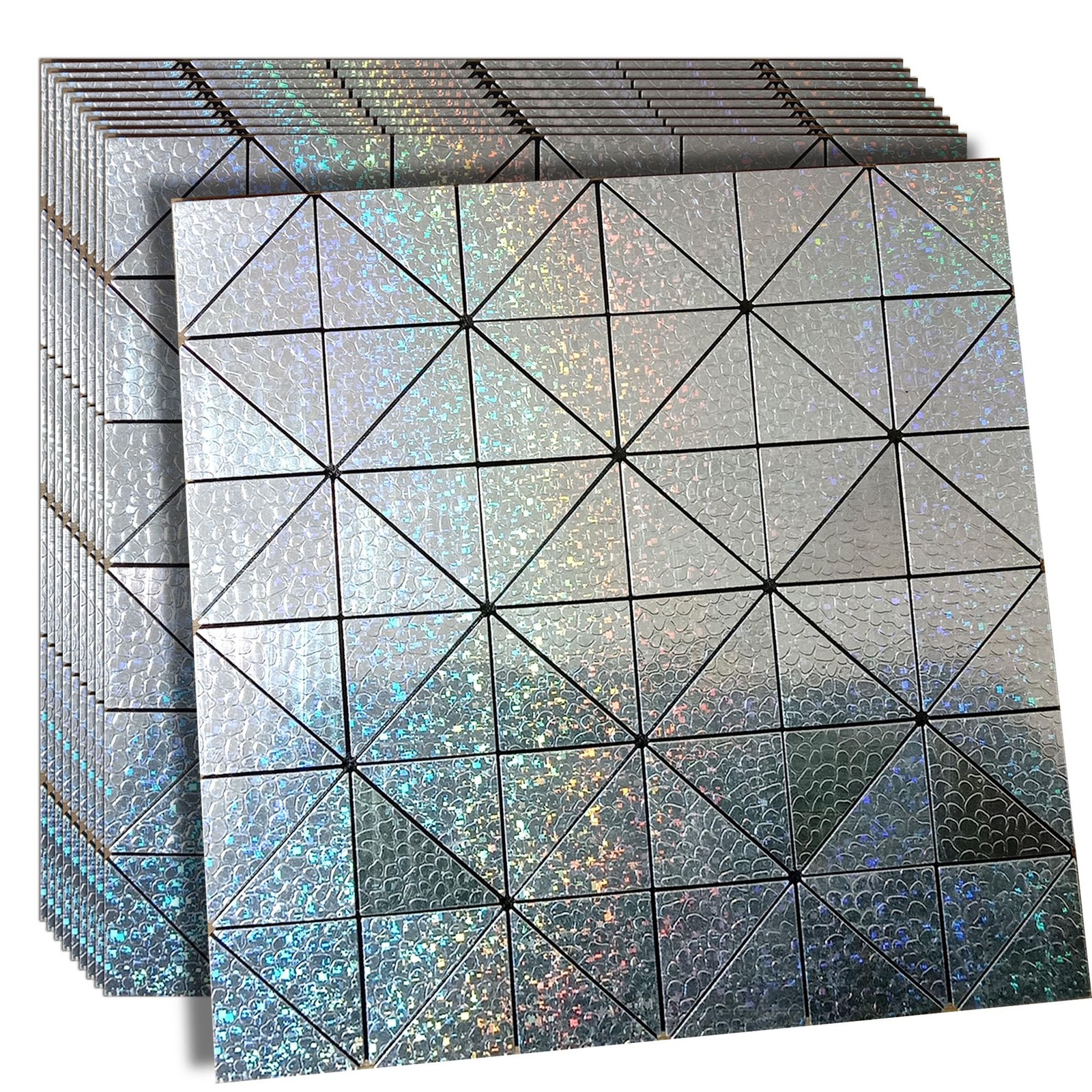 Peel and Stick Backsplash Tiles, Rainbow Triangle Aluminum Surface Metal Mosa…