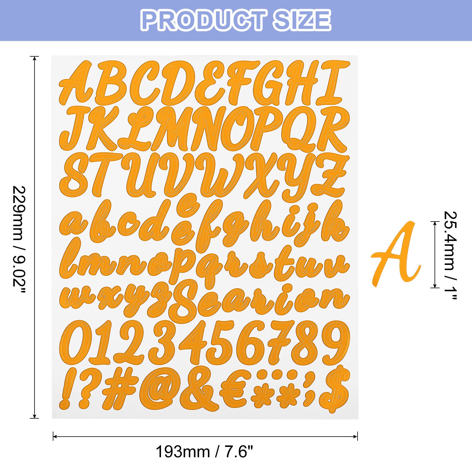Stickers numbers/letters 672pcs (orange 2.5cm) 8 sheets