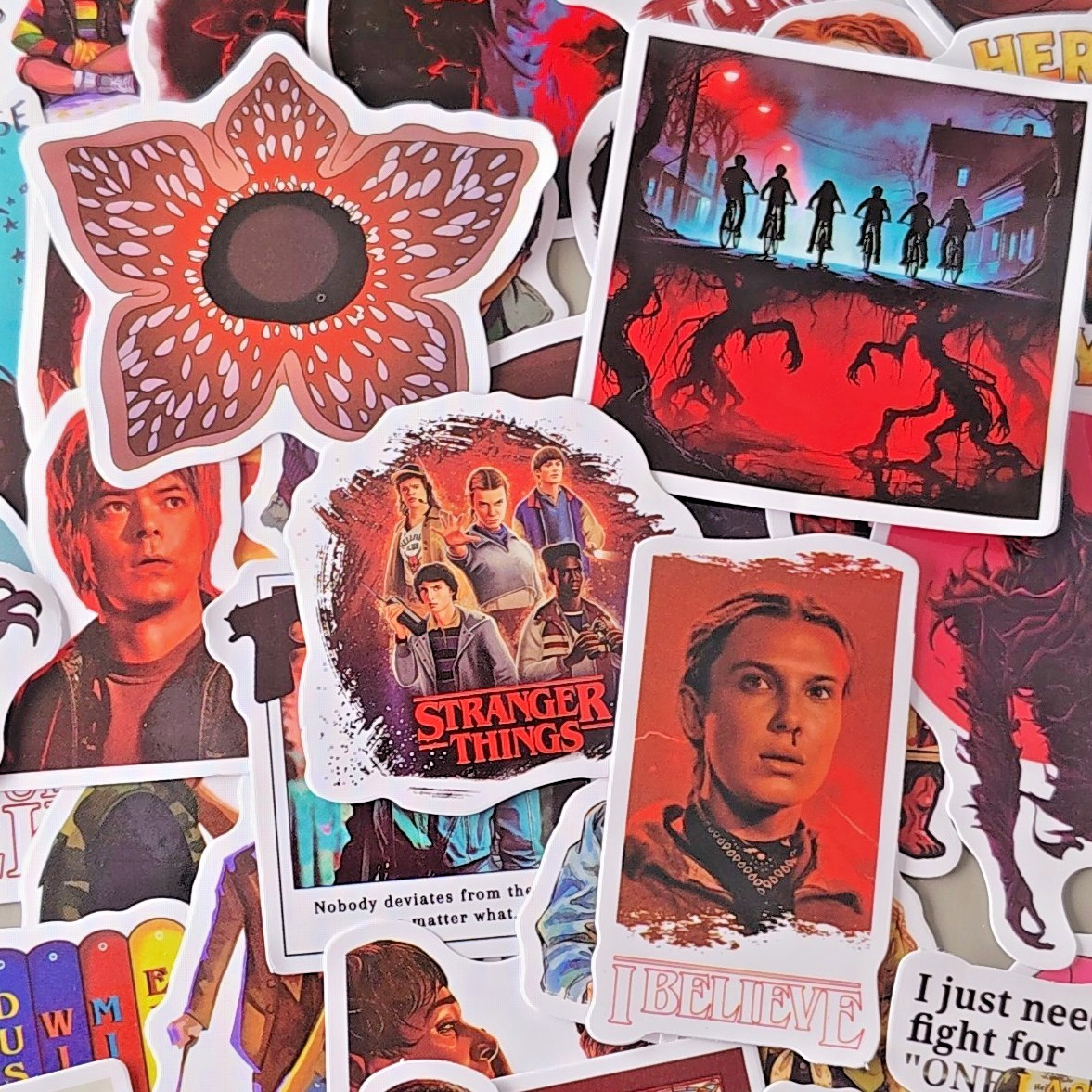 60 Pack 80s Sci-Fi Retro TV Show Stickers Upside Down Monster Nostalgia Decals