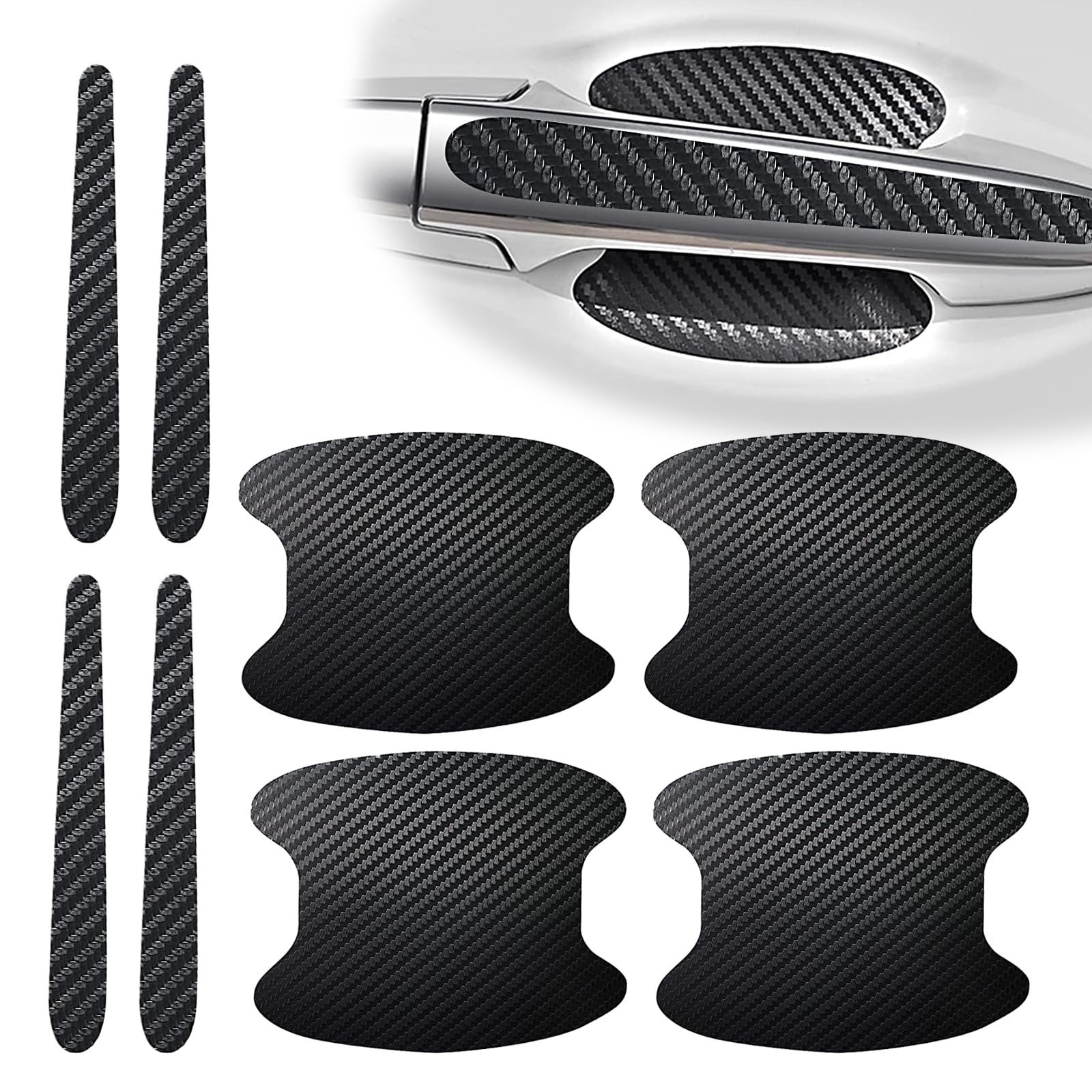 gunhunt 8 PCS Door Handle Scratch Protectors, Carbon Fiber Handle Cover Anti …