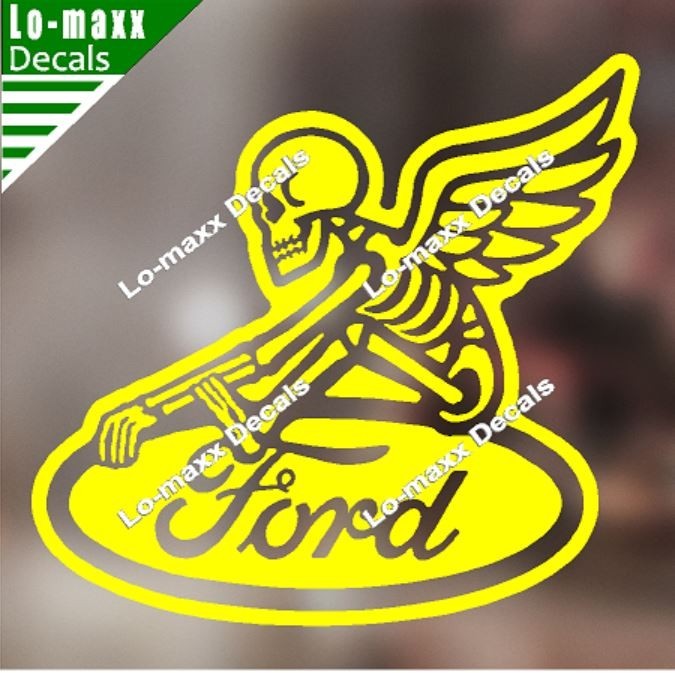 Ford Reaper Skeleton Wings Car Truck Window Hood Die Cut Vinyl Decal Sticker