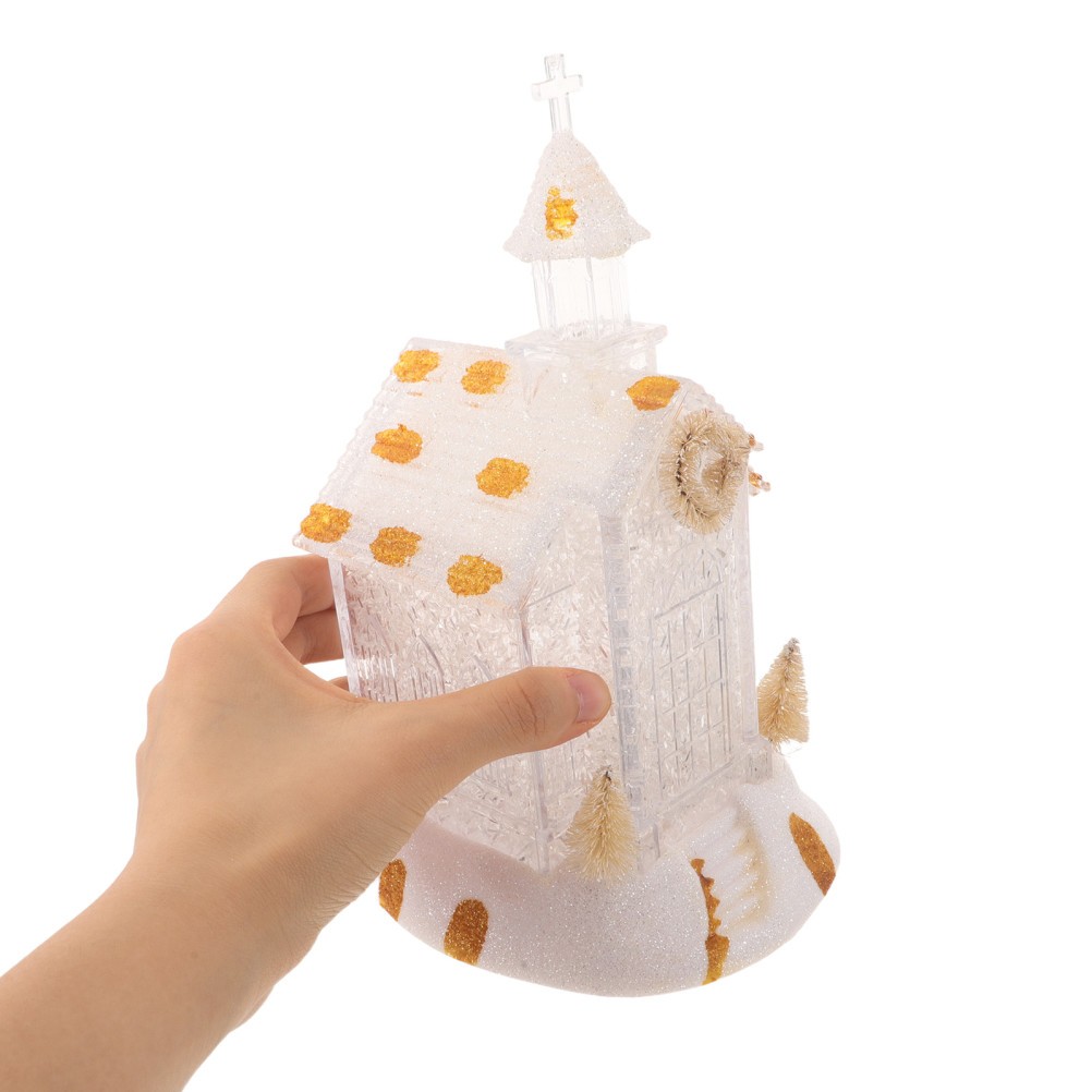 White LED Christmas Church House Lantern for Entryway Or Tabletop