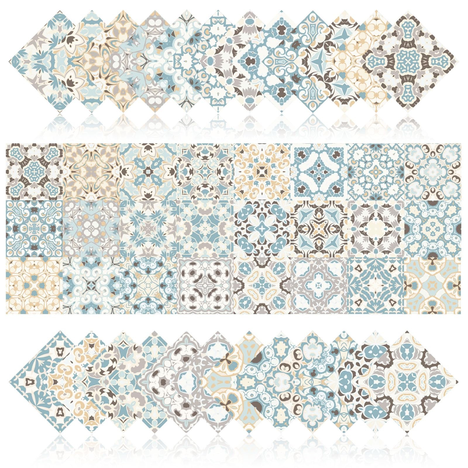 24-Pack Peel and Stick Backsplash Tiles, Moroccan Talavera Tile Stickers Wate…