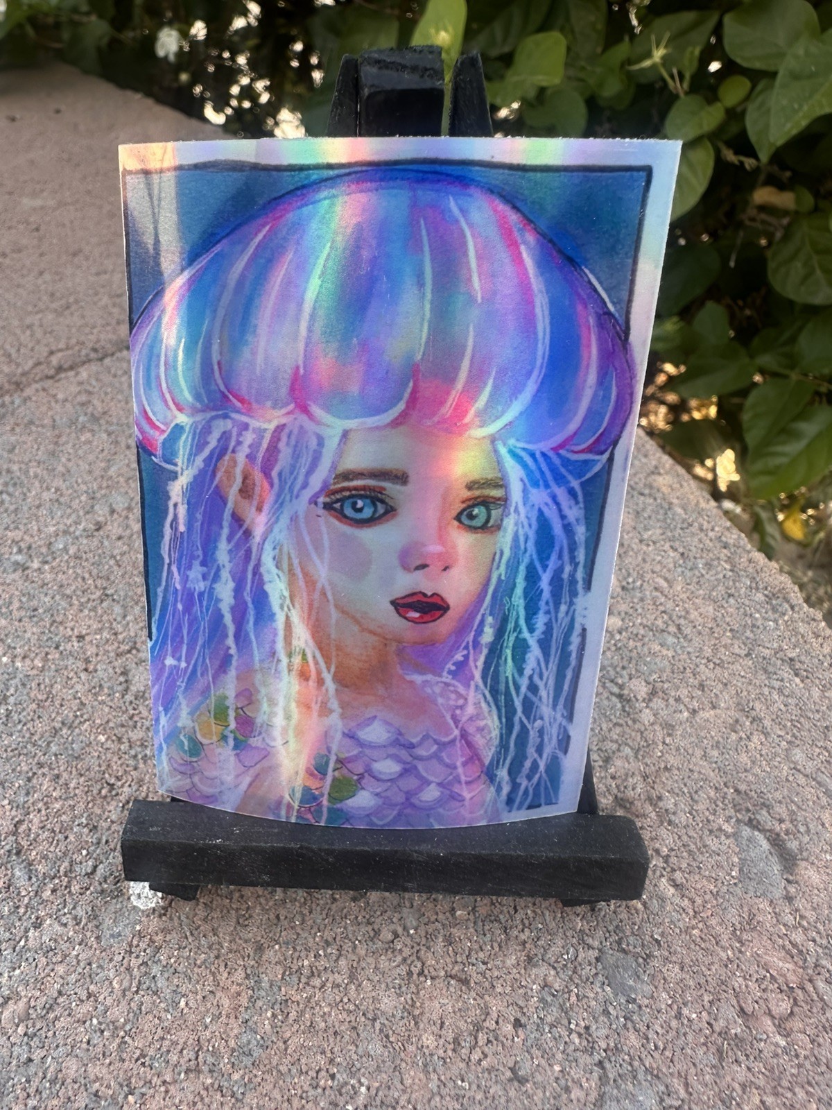 ACEO Original *HOLOGRAPHIC STICKER* “Keepers of the Deep” 2.5×3.5