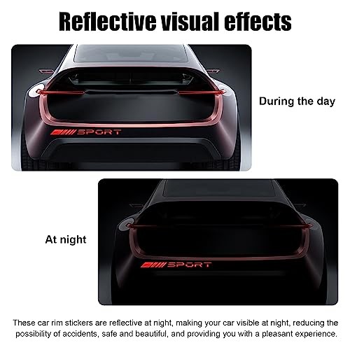 Car Decal Stickers, 14 PCS Reflective Sport Logo, Auto Wheel Rim Decor, Red