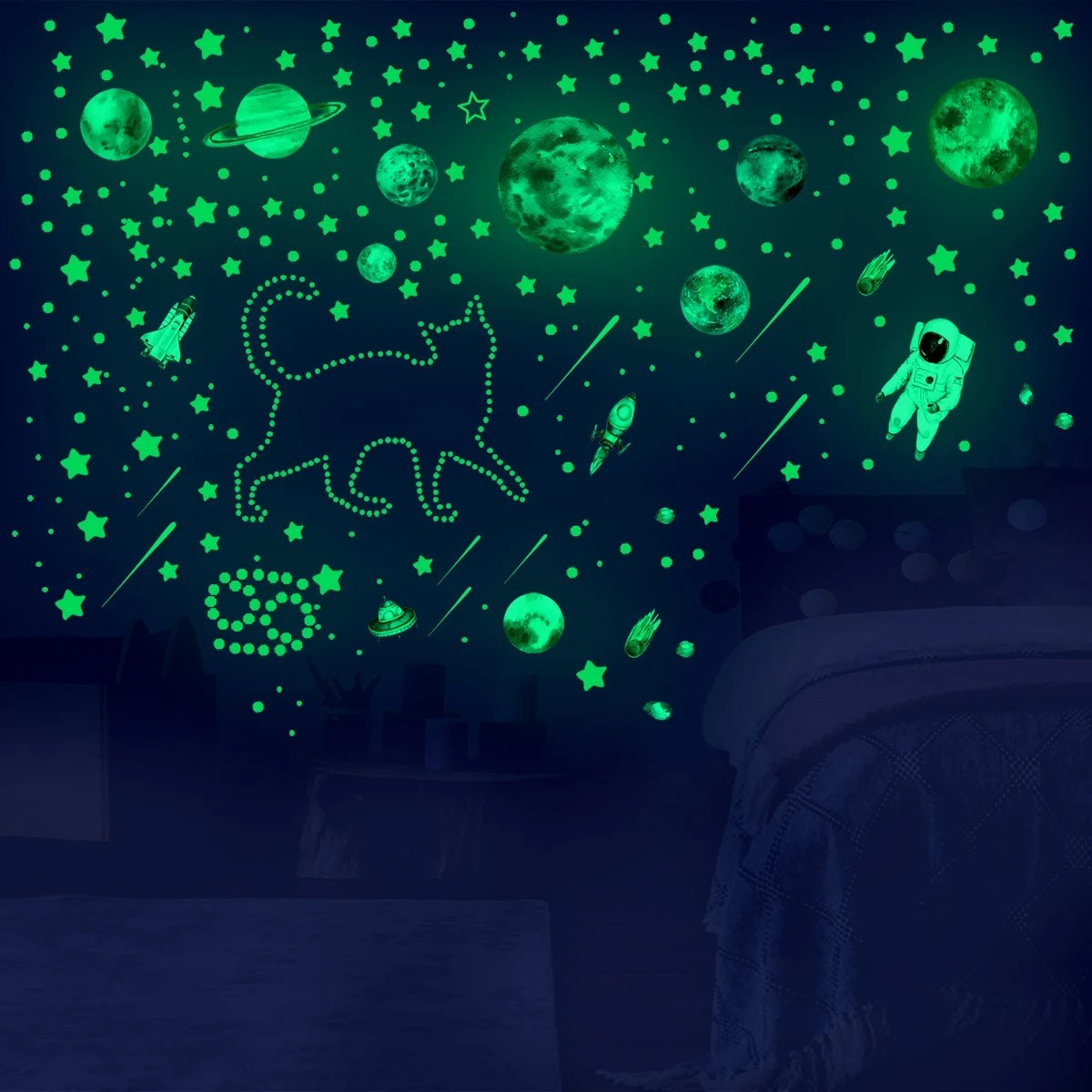 637pcs Glow In The Dark Stars Stickers Luminous Moon Wall Decals for Kids