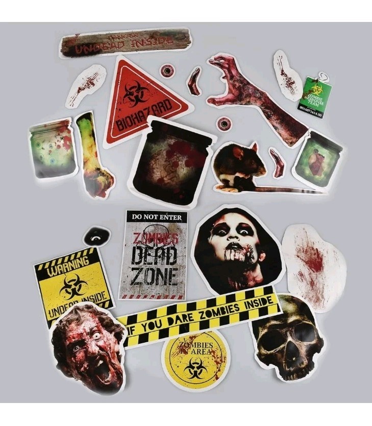 Halloween Zombie Blood Wall Sticker Decoration Kit 26 Scary Art Decal Wall Scene