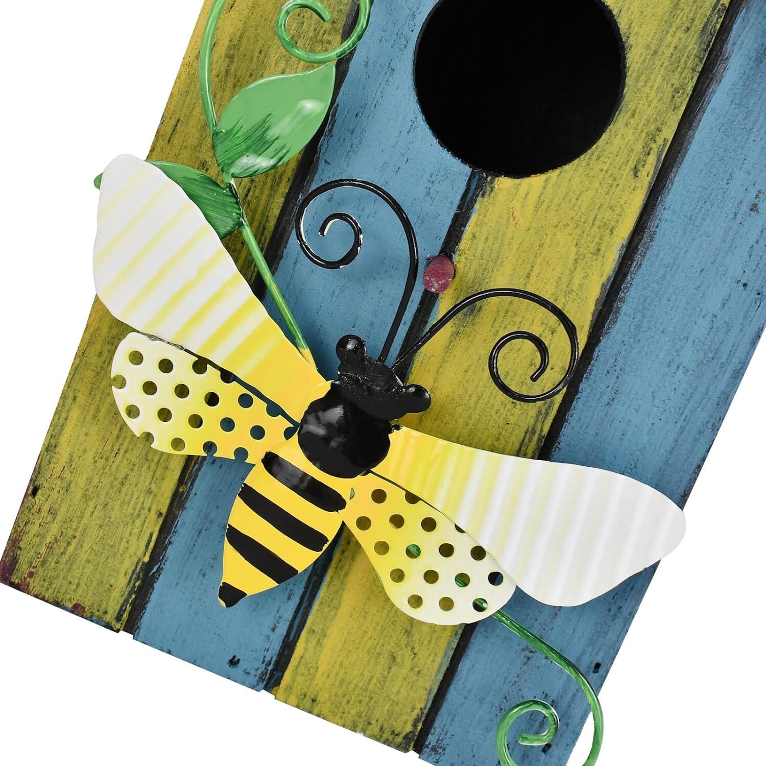 Wooden Decorative Birdhouse Hanging Bird House Hand Painted Birds Box Outdoor