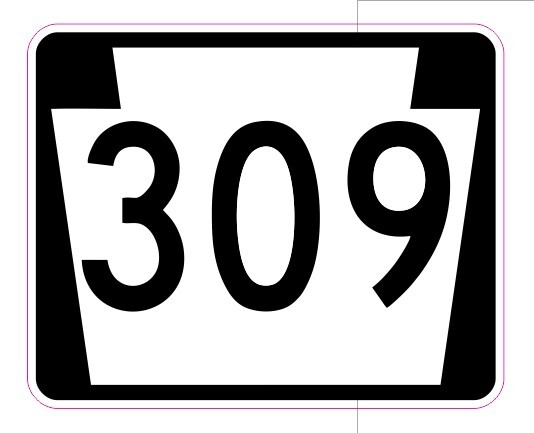 Pennsylvania Route PA 309 Sticker R7373 Sign