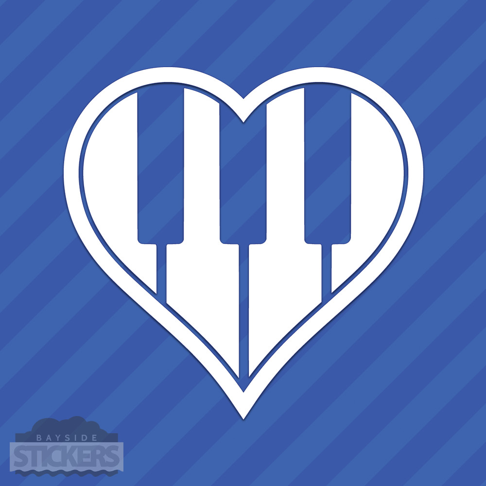 Heart Love Piano Keys Vinyl Decal Sticker Music Musical Instruments