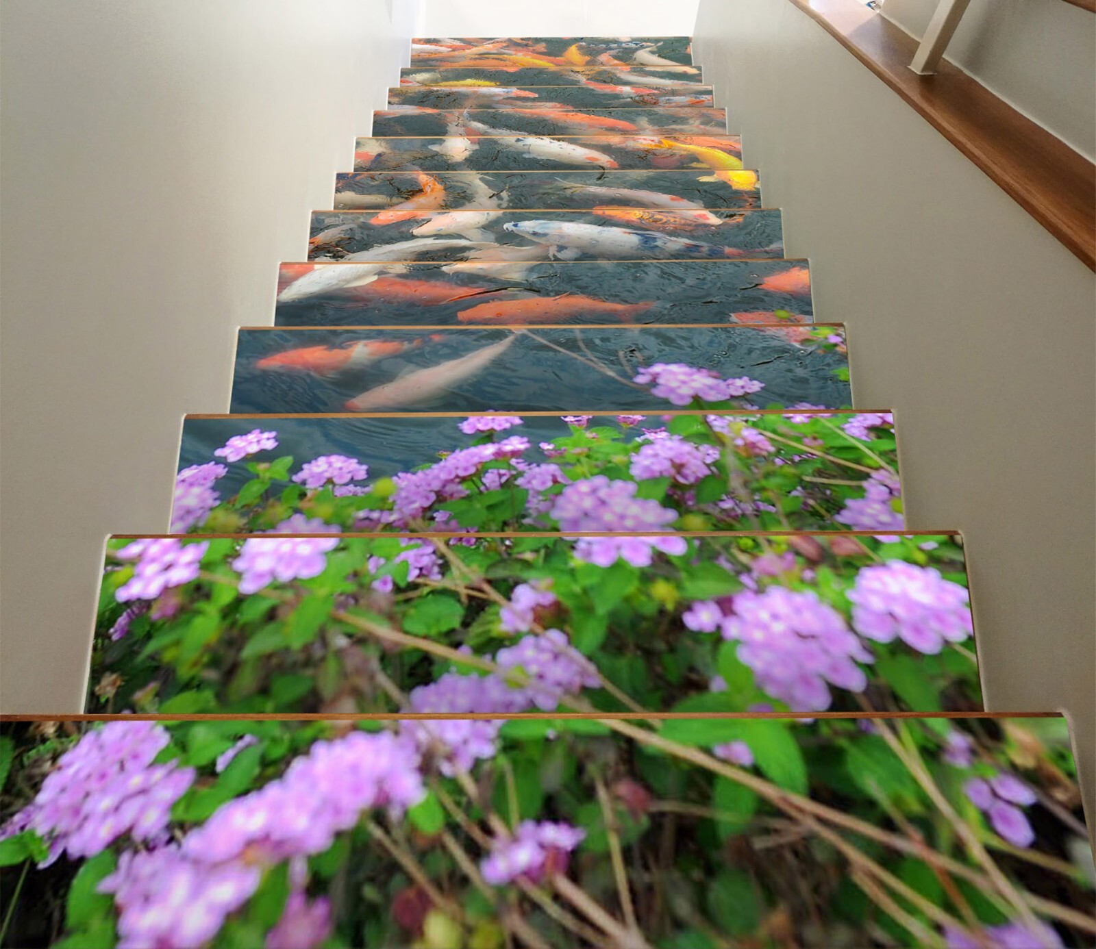 3D Purple Flowers W007 Stairs Risers Decoration Photo Mural Vinyl Wallpaper Vera
