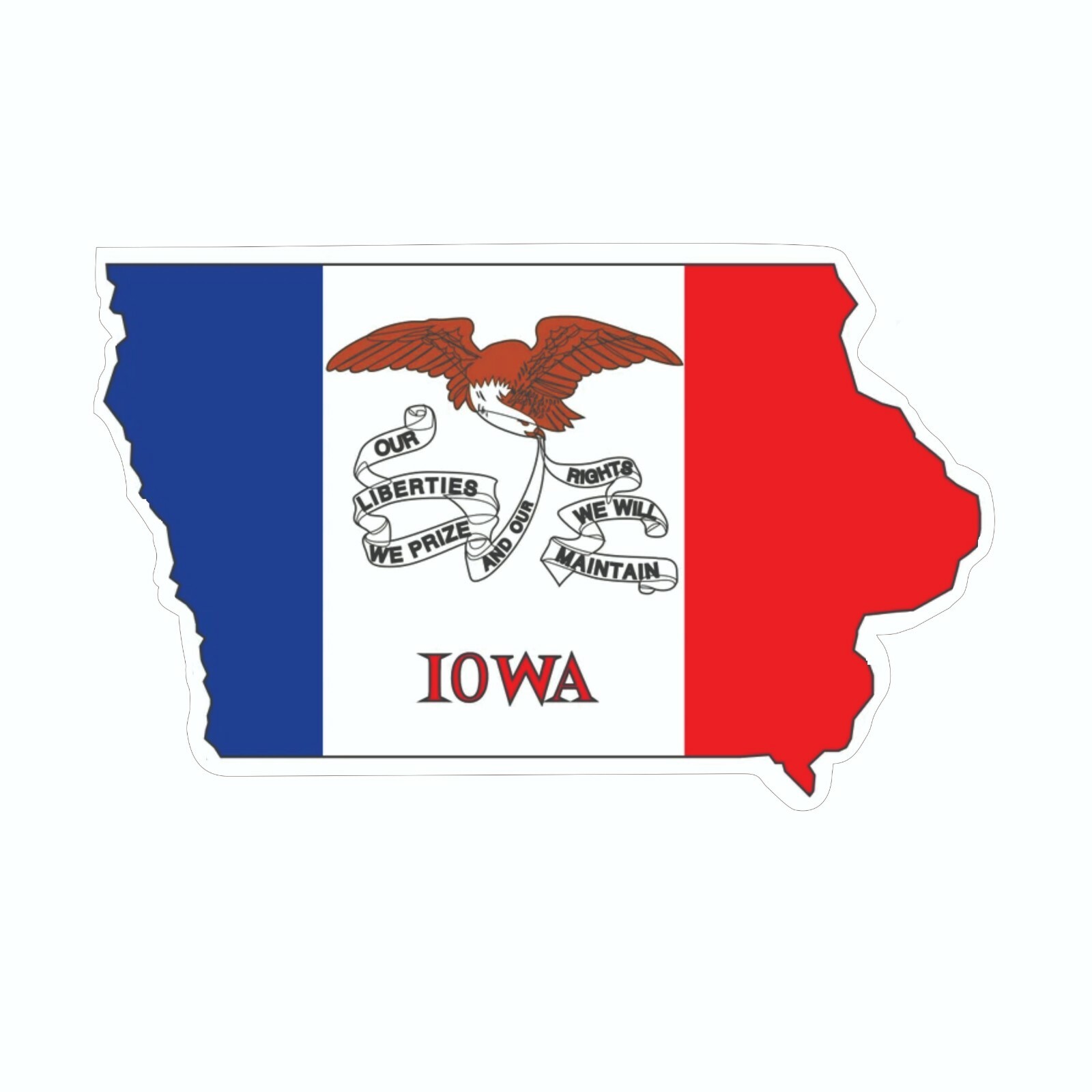 Iowa State Map Outline with Flag Sticker, Decal, Vacation Sticker