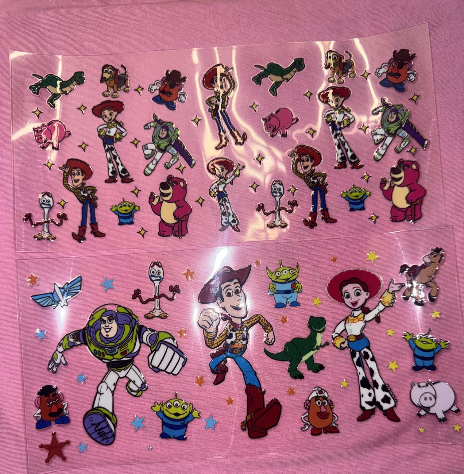 2 Disney Cup Wraps Toy Story UV DTF Buzz Woody Jessie Rex Potato Head Ornaments