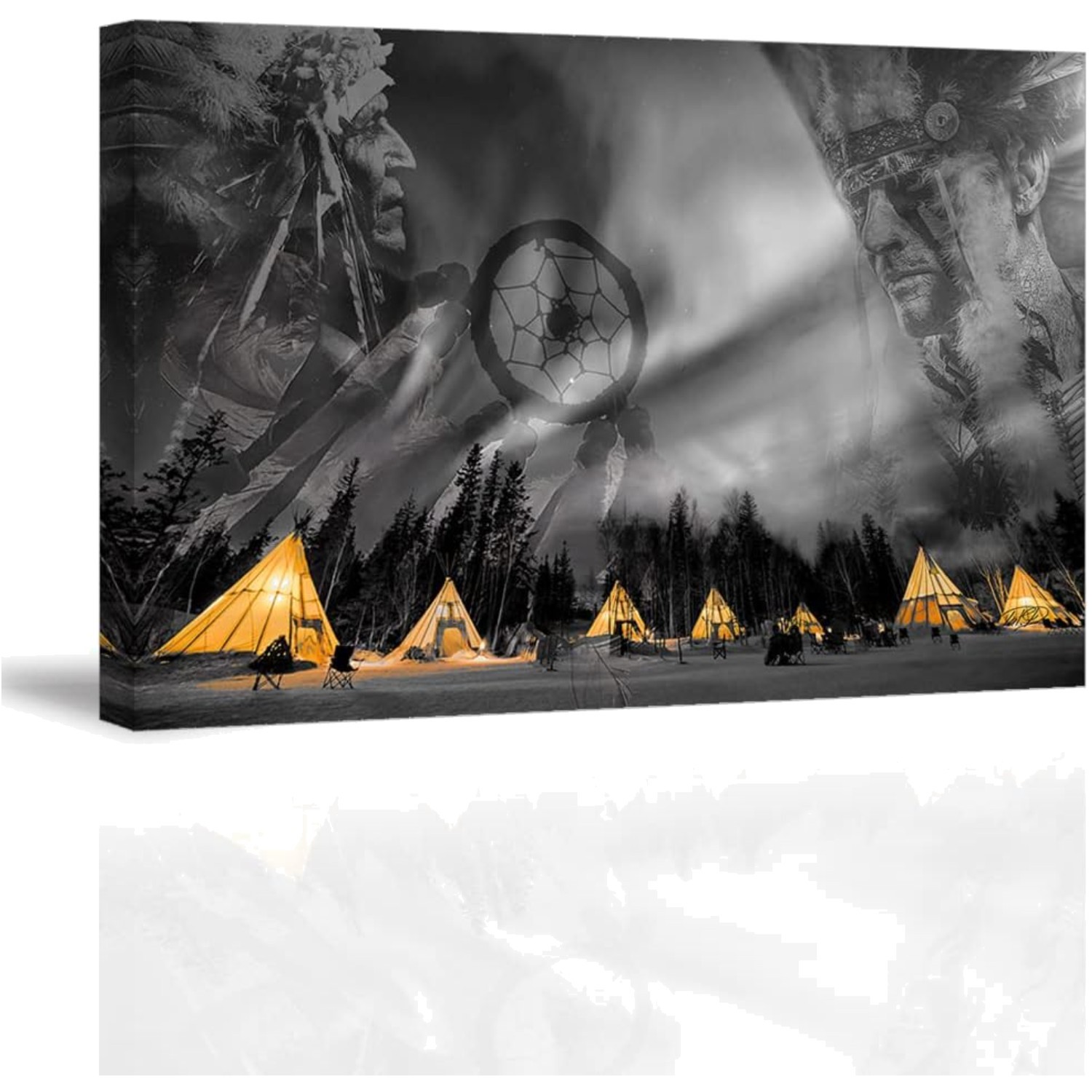 Inspirational Black & White Wall Art in 36×24 – Elegant Native American Decor