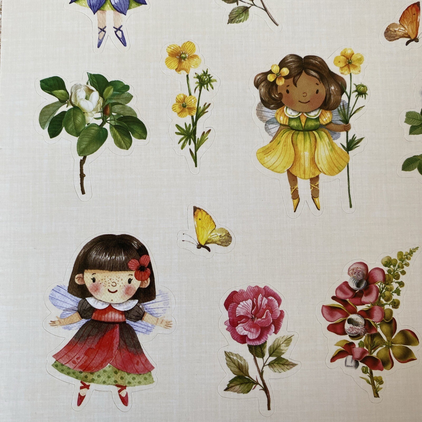 Multicultural Kid Fairies Flowers Butterflies Spring Girl Stickers Decorate New