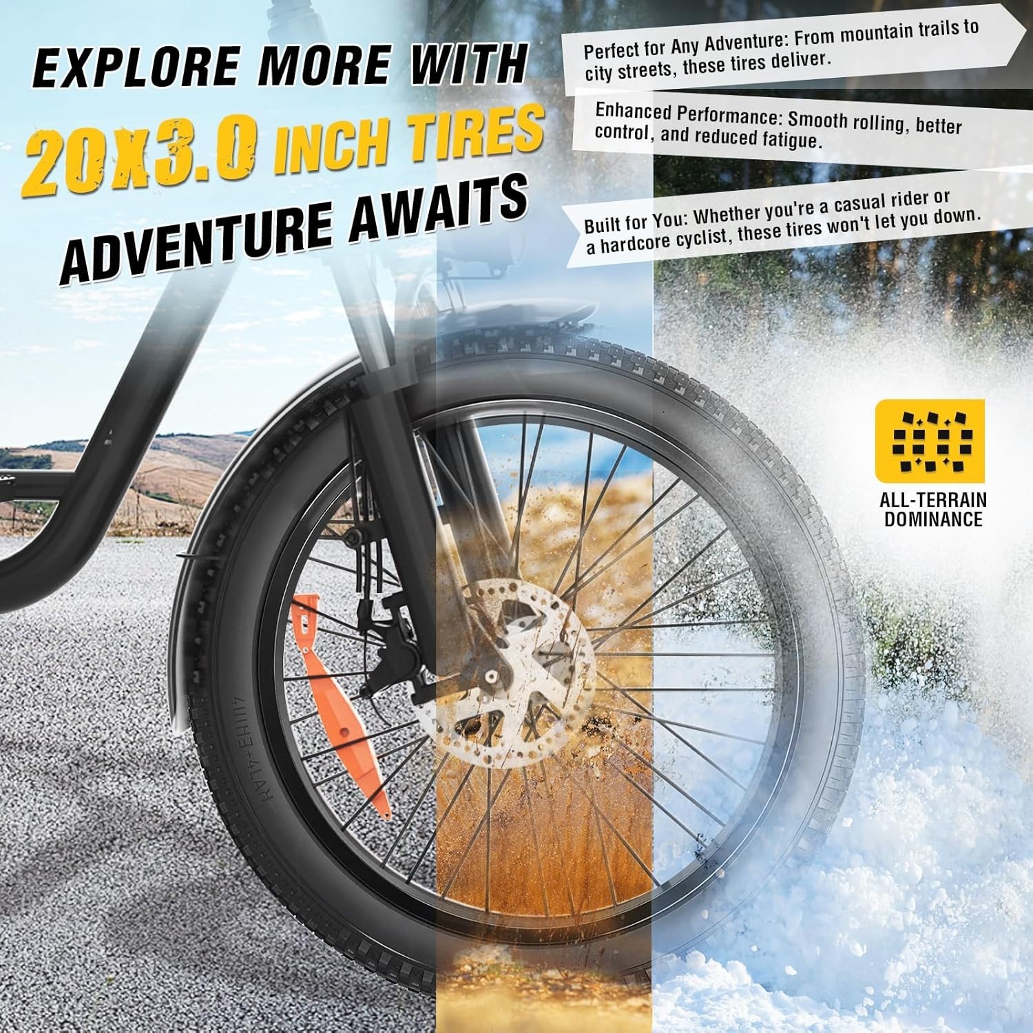 20X3.0 E-Bike Fat Tire-76-406 Robust,High-Performance 20Inch Fat Biketyre for MT