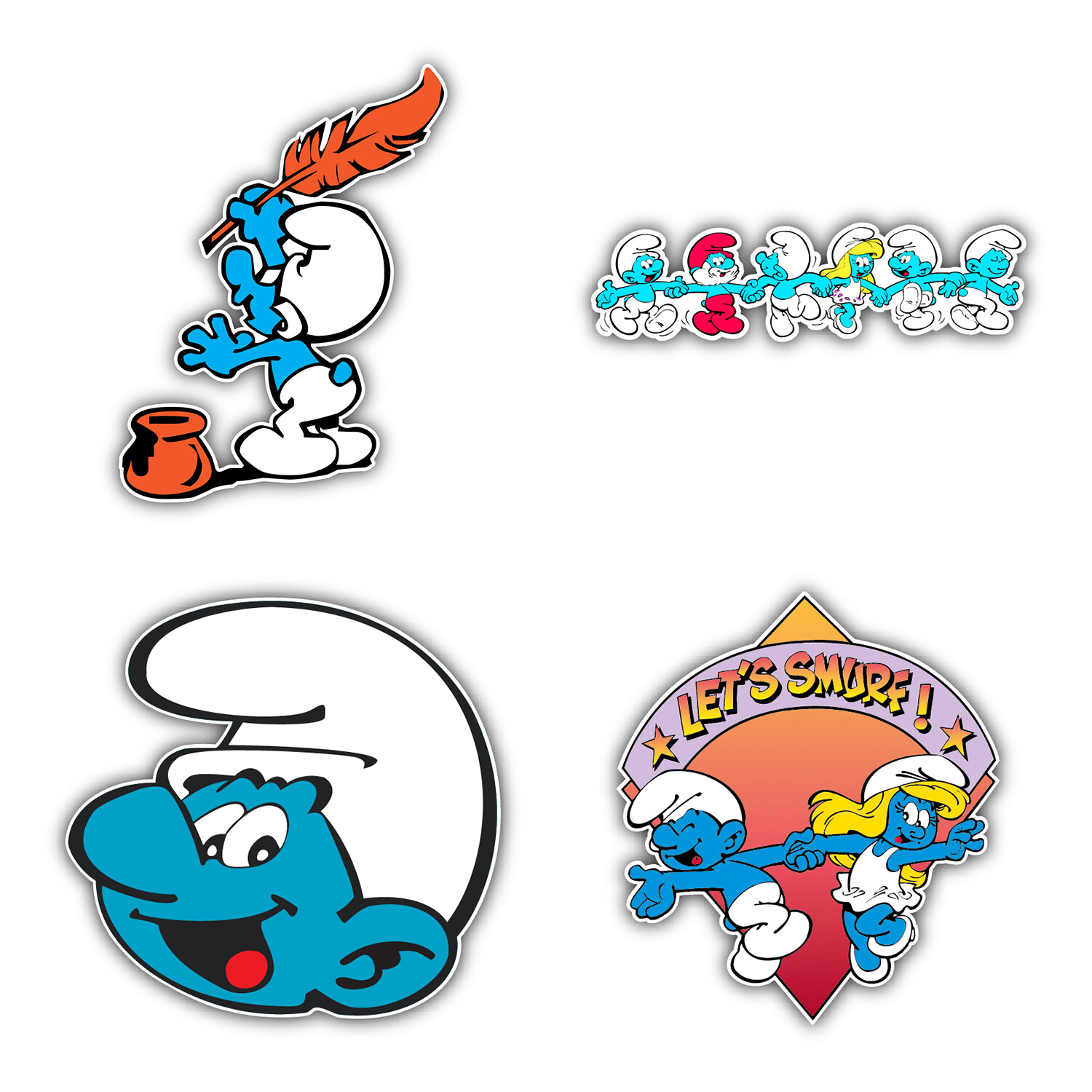 The Smurfs Cartoon Set Of 4 Vinyl Sticker Decal – 5" longer side ID:2