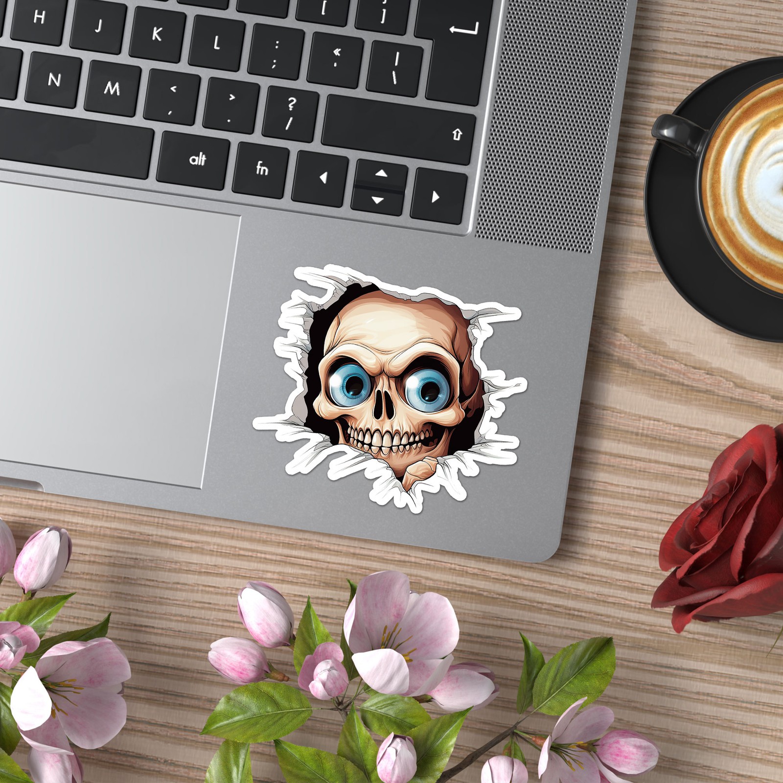 Skull Peeking – Vinyl Decal Sticker – Car Window Laptop – ebn11987