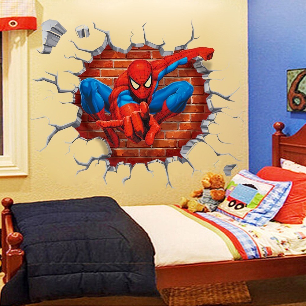 Cartoon Spiderman Wall Stickers Kids Nursery Boys Bedroom Decor Vinyl Decals