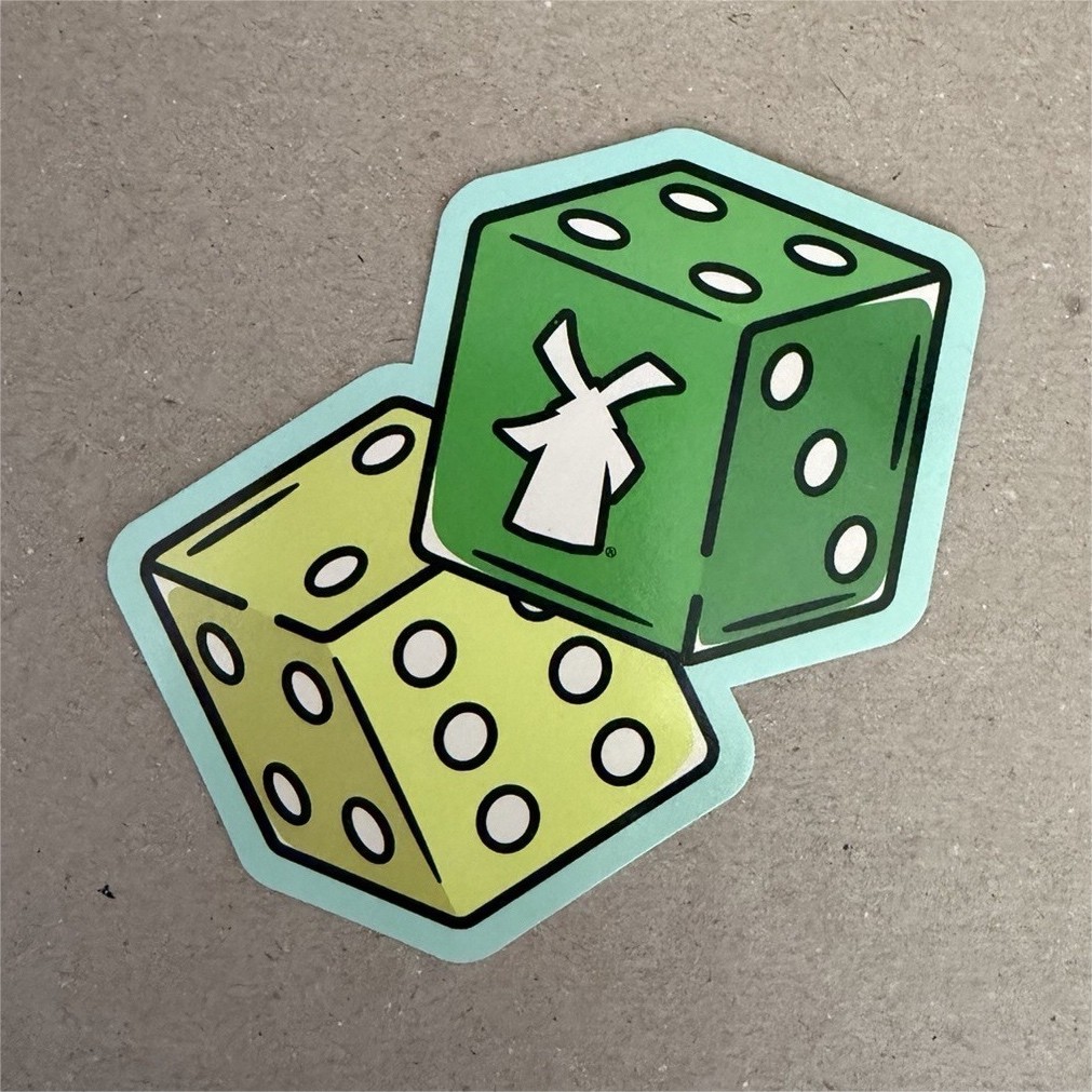 Dutch Bros Green Yellow Vinyl Dice Sticker