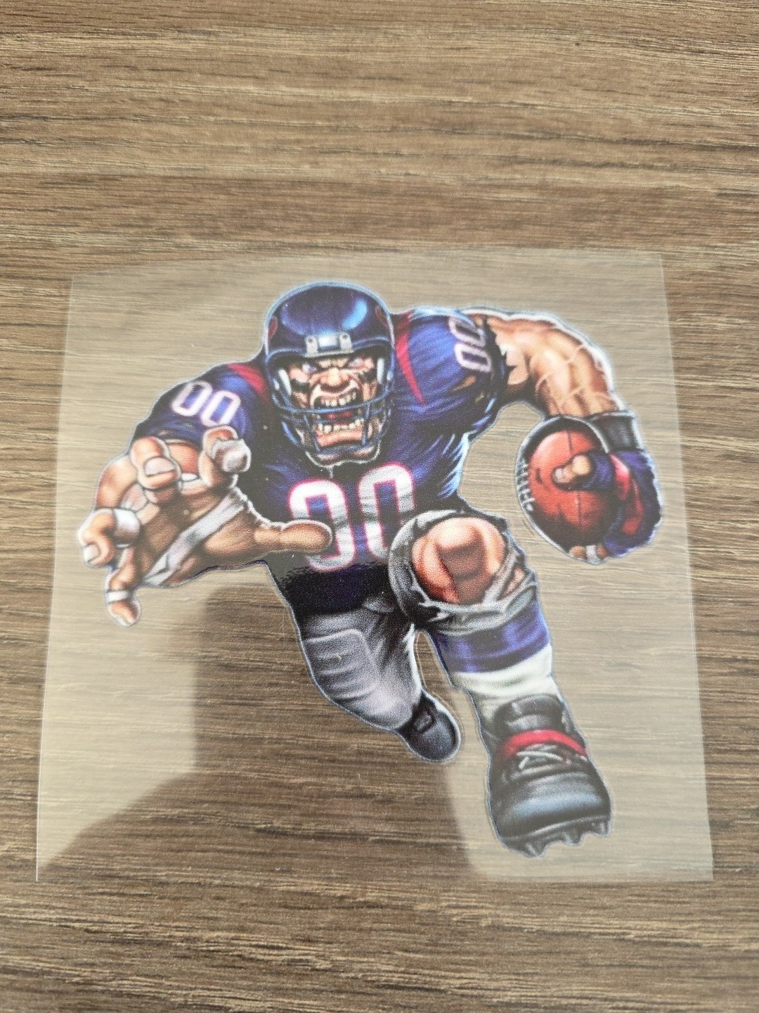 Texans Running Football Player Raised Full Color UV DTF Sticker Decal 4in X 4in