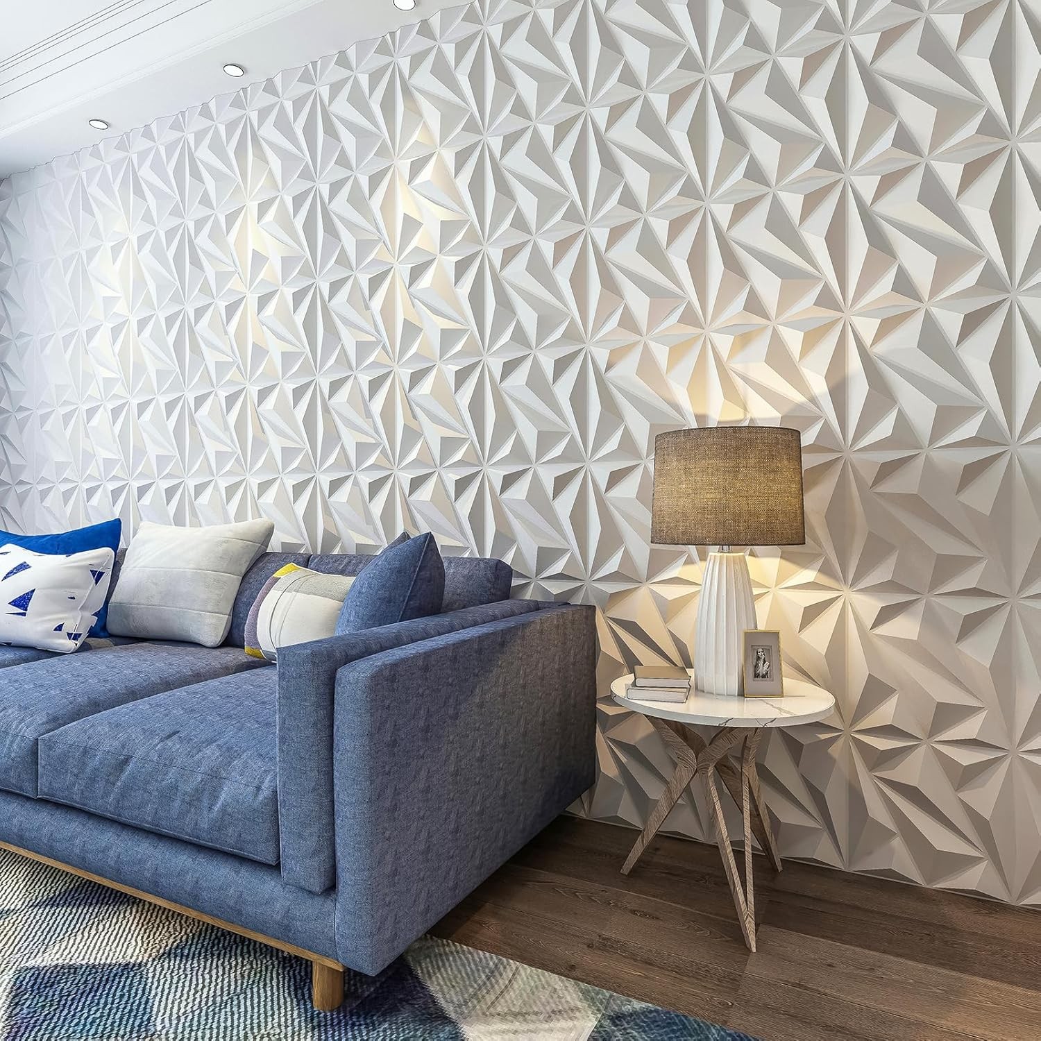 33 Pack 3D Wall Panel Diamond for Interior Wall D�cor, PVC Flower Textured Wall