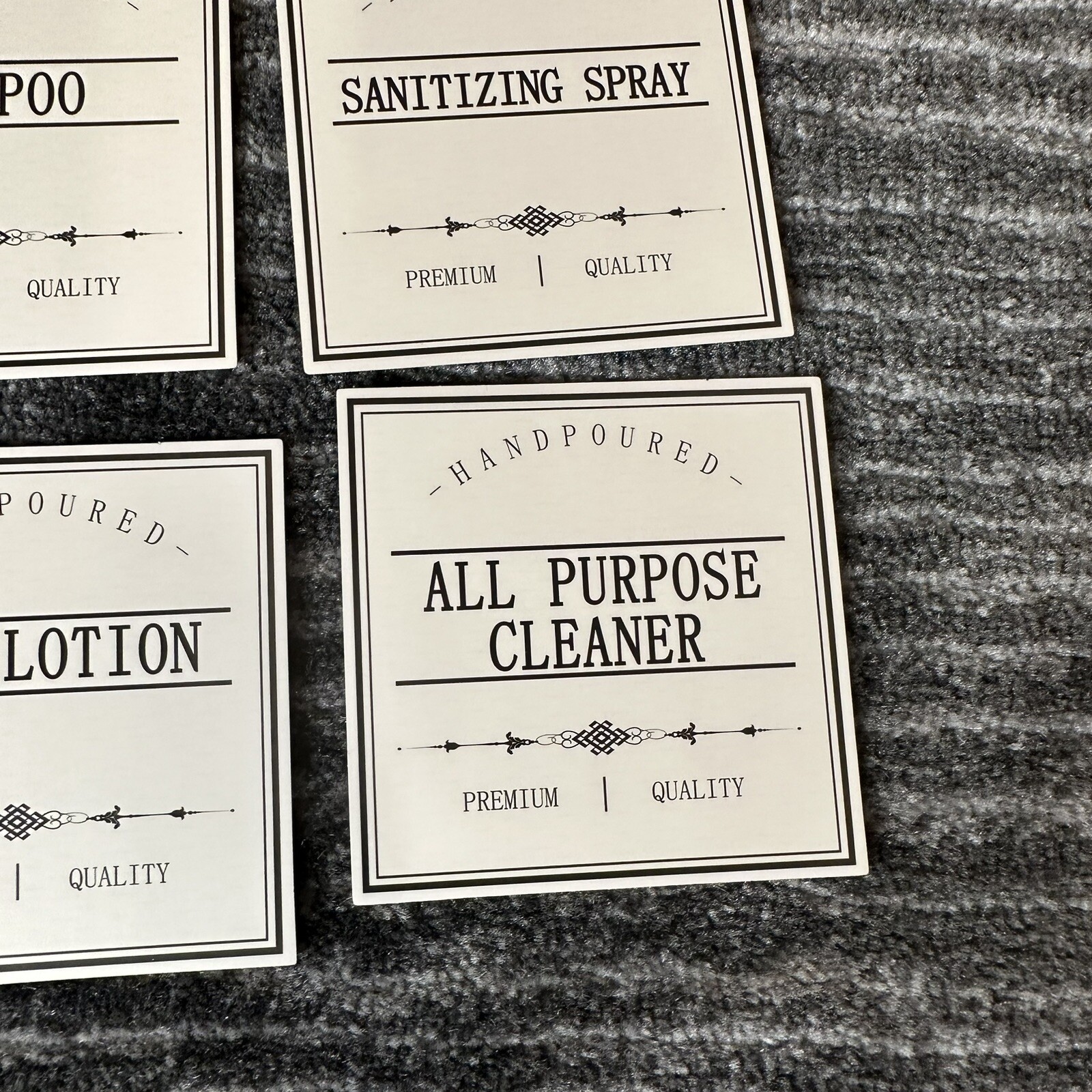9 White Waterproof Labels Bottles Farmhouse Bathroom Kitchen Hand Soap Organize