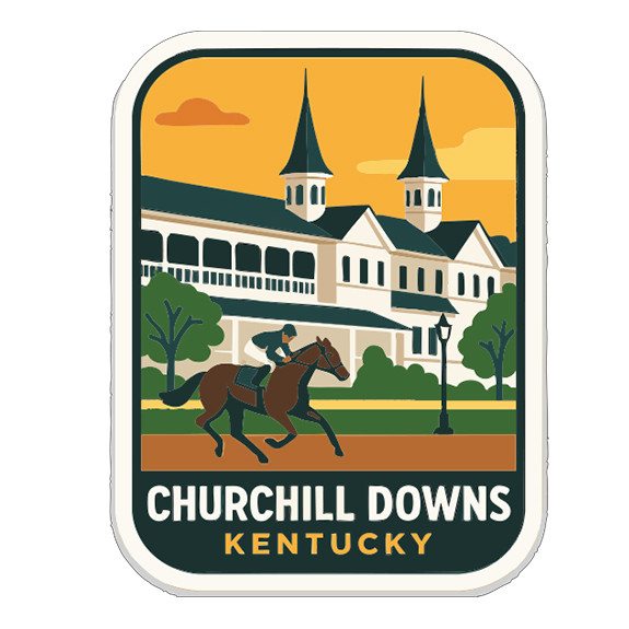 Churchill Downs Kentucky Sticker Decal Vinyl Die-Cut Symbolic Landmark Design