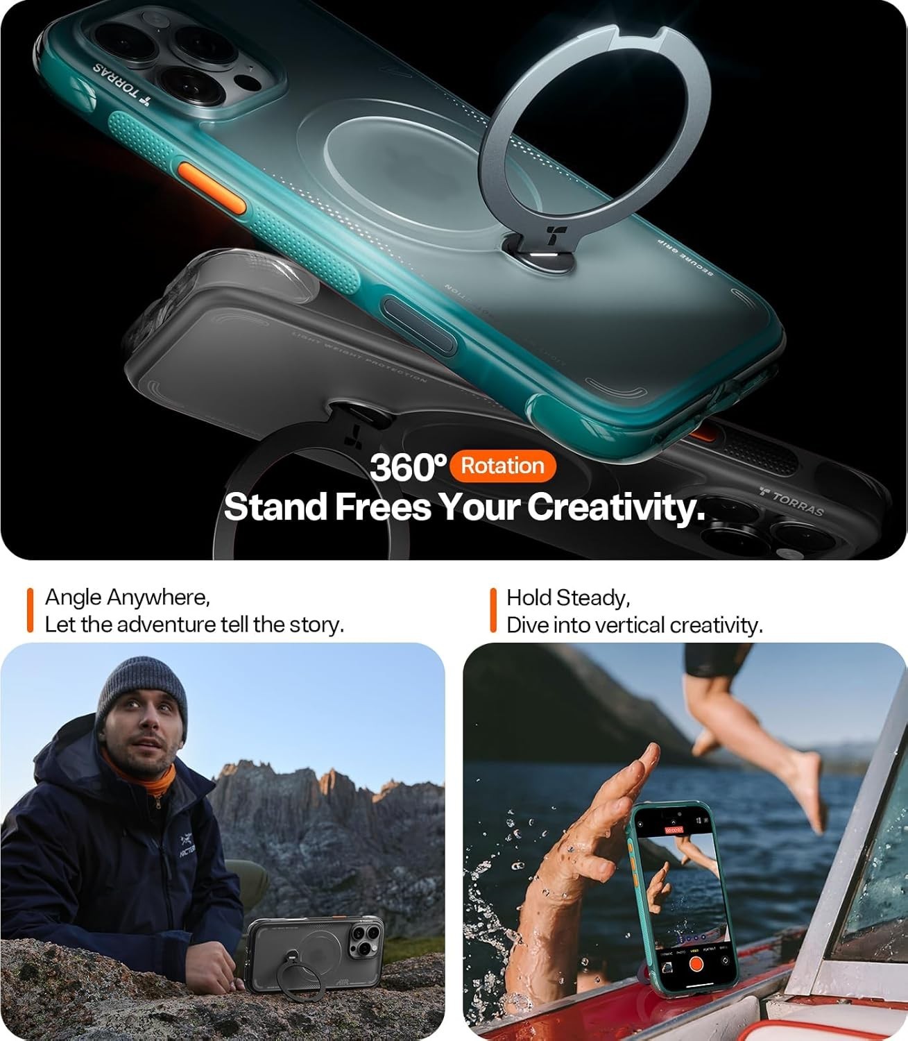 Ostand Q3 Air iPhone 16 Pro Max Case, MagSafe, Magnetic Stand, Black