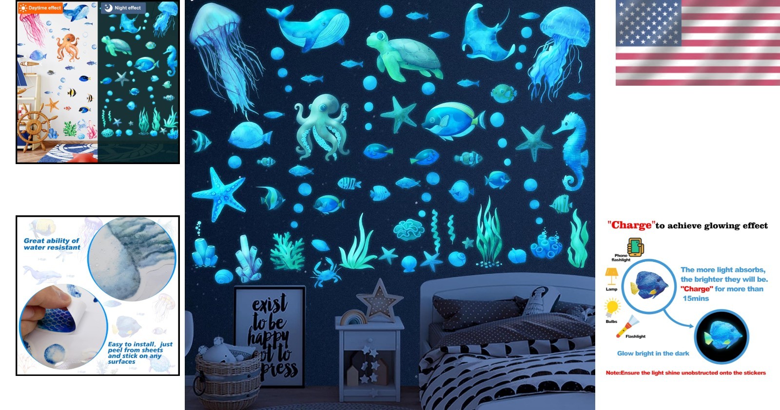 Removable Waterproof Ocean Creatures Decals
