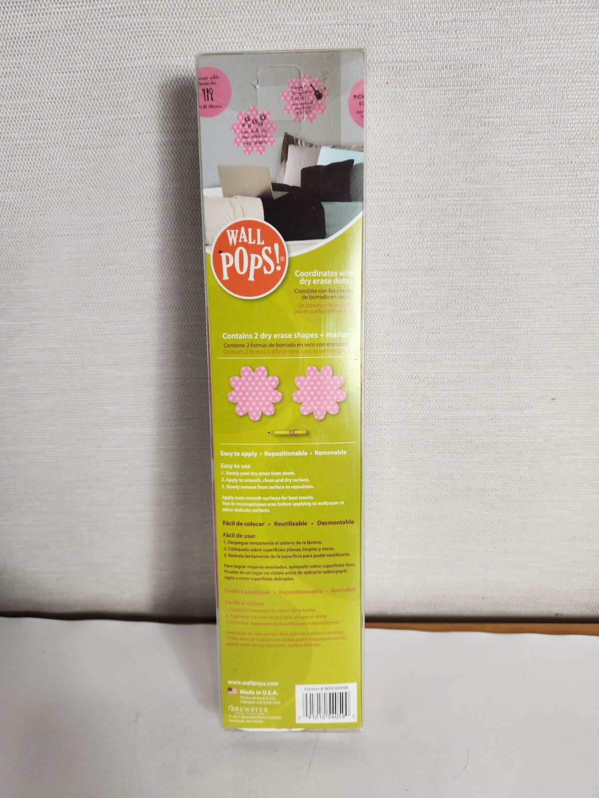 Wall Pops Dry Erase 2 Flower Decals Appliques Pink Repositionable Removable New