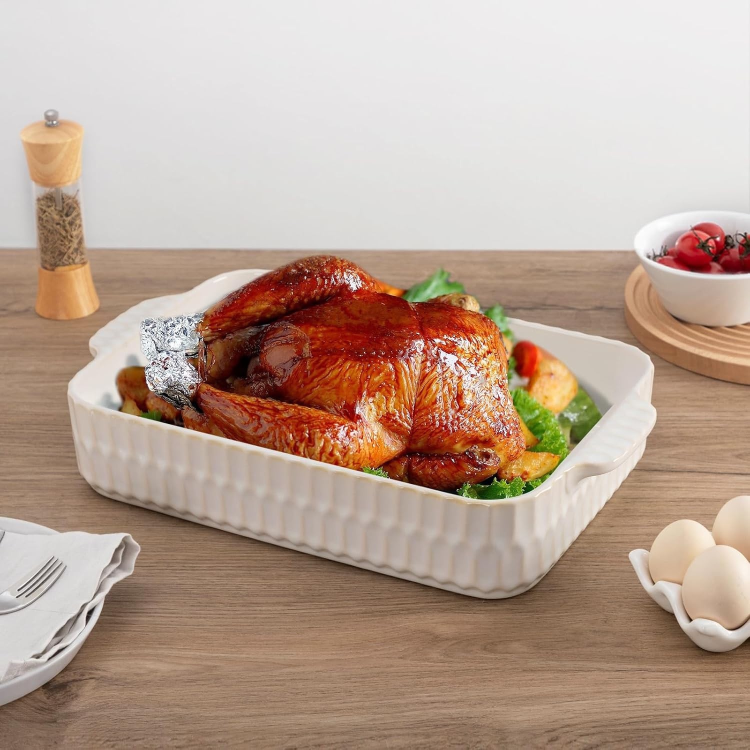 4.7QT Casserole Dishes for Oven, 9×13” Large Lasagna Pan, Ceramic Baking Dish, R