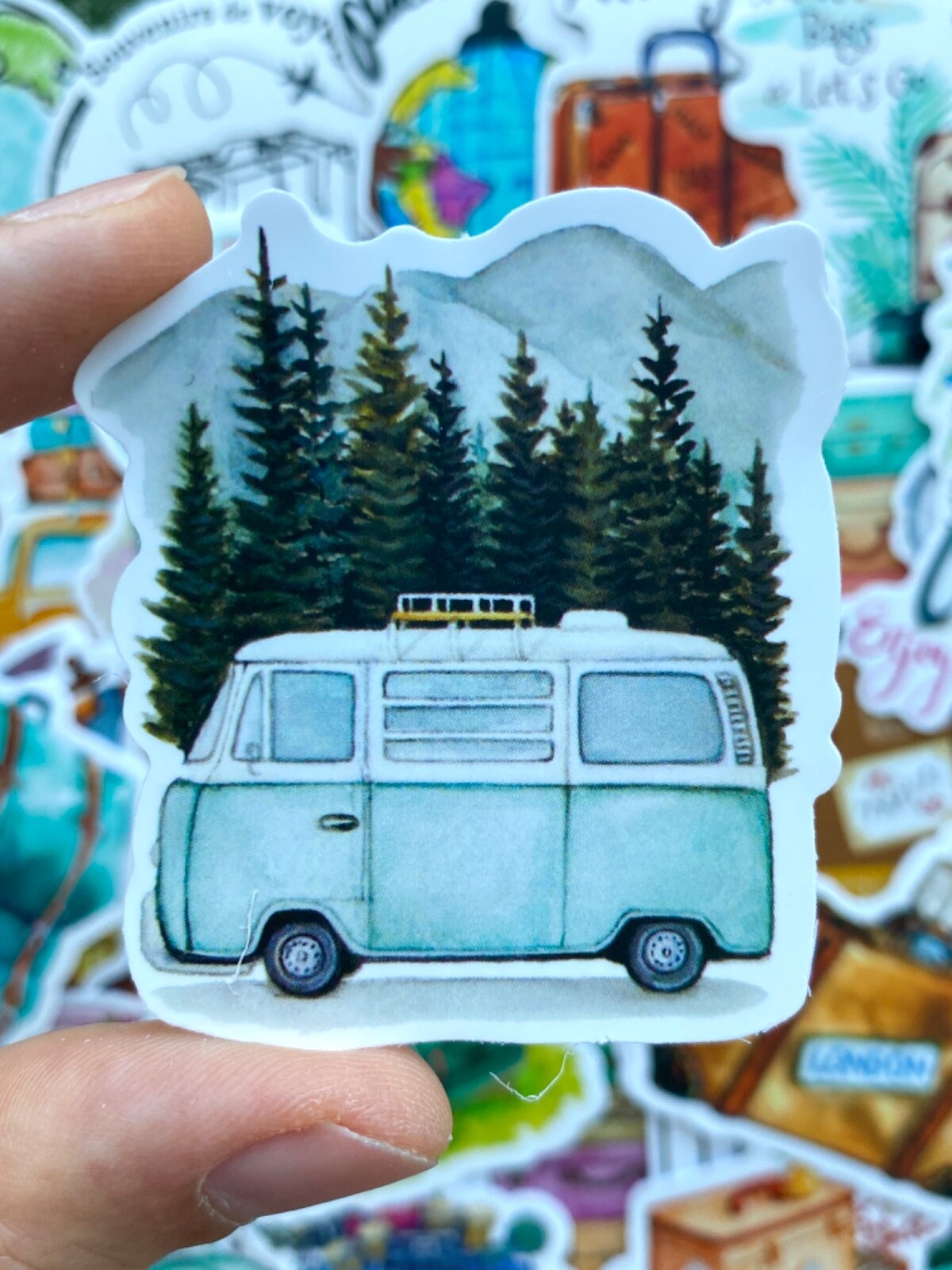 5-50 pcs Retro Travel Luggage Stickers, Adventure Vinyl Decals for Nature Lovers
