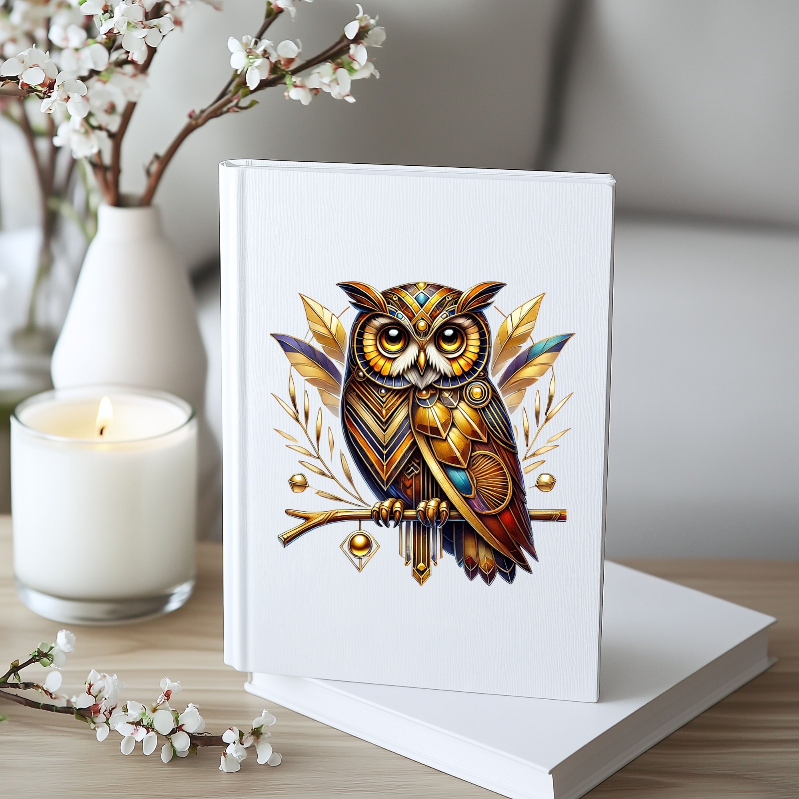 Art Deco Owl UV DTF Transparent Sticker / Decal