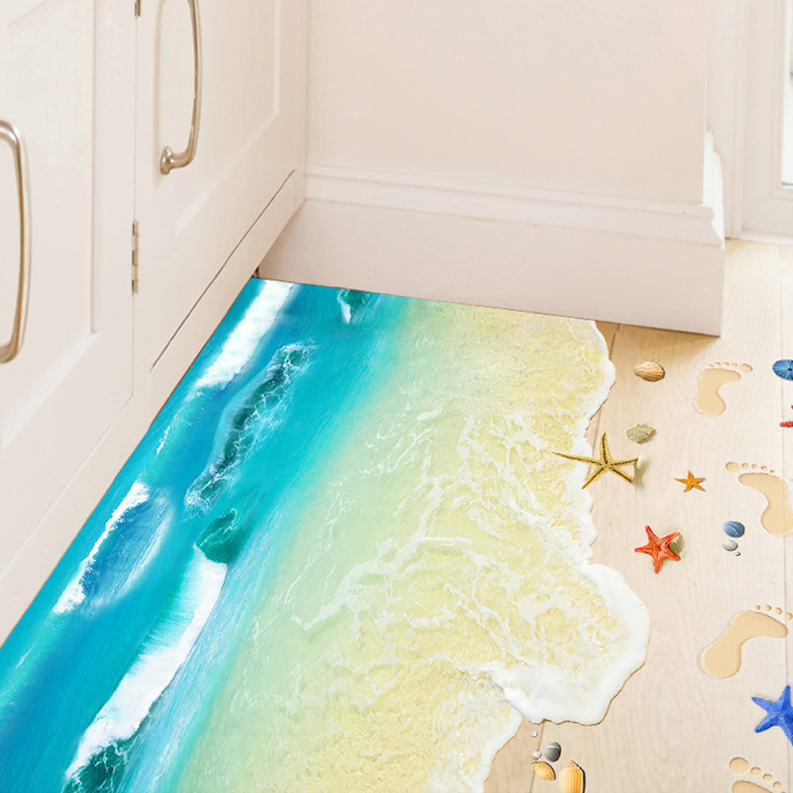 3D Water Waves Beach Ocean Waterproof Creative Floor Tiles Painting Murals Wa…
