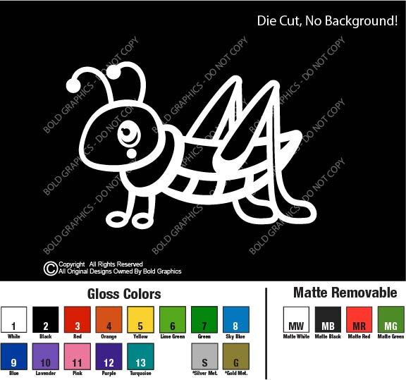 Baby Grasshopper Cricket Sticker Decal Die Cut Cute Bug Insect Kids Wildlife