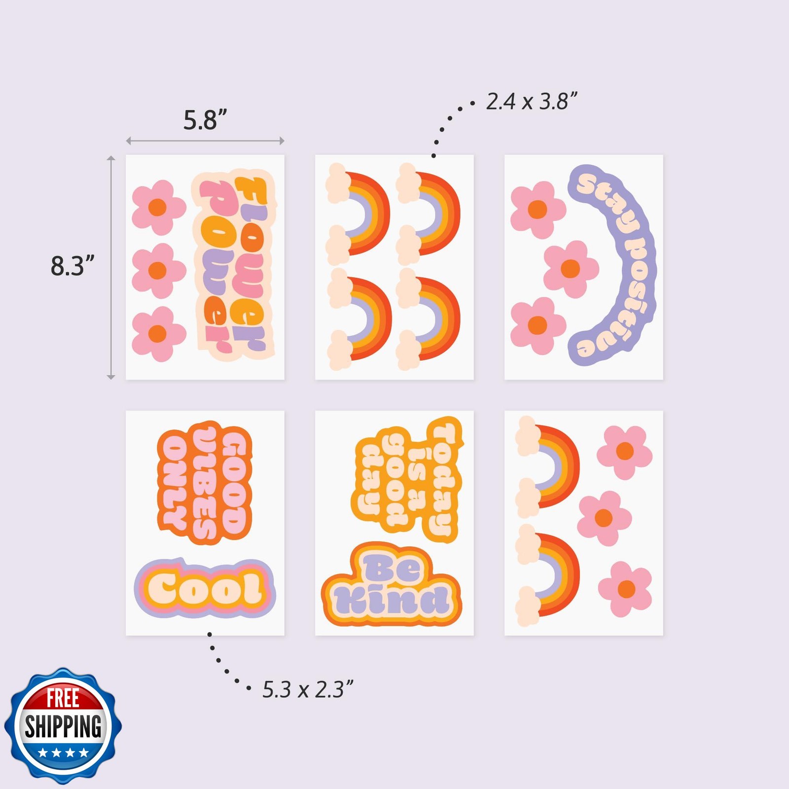 Teddylabels – Flower Power Decals – Easy-to-Apply and Removable Wall Stickers