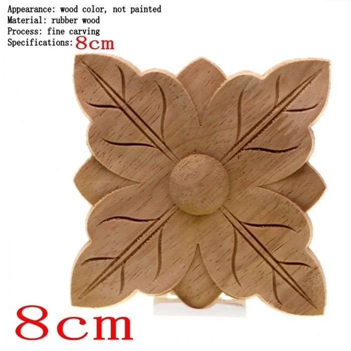 Unpainted Wood Color Decal Applique Furniture Square Home Decoration Accessories