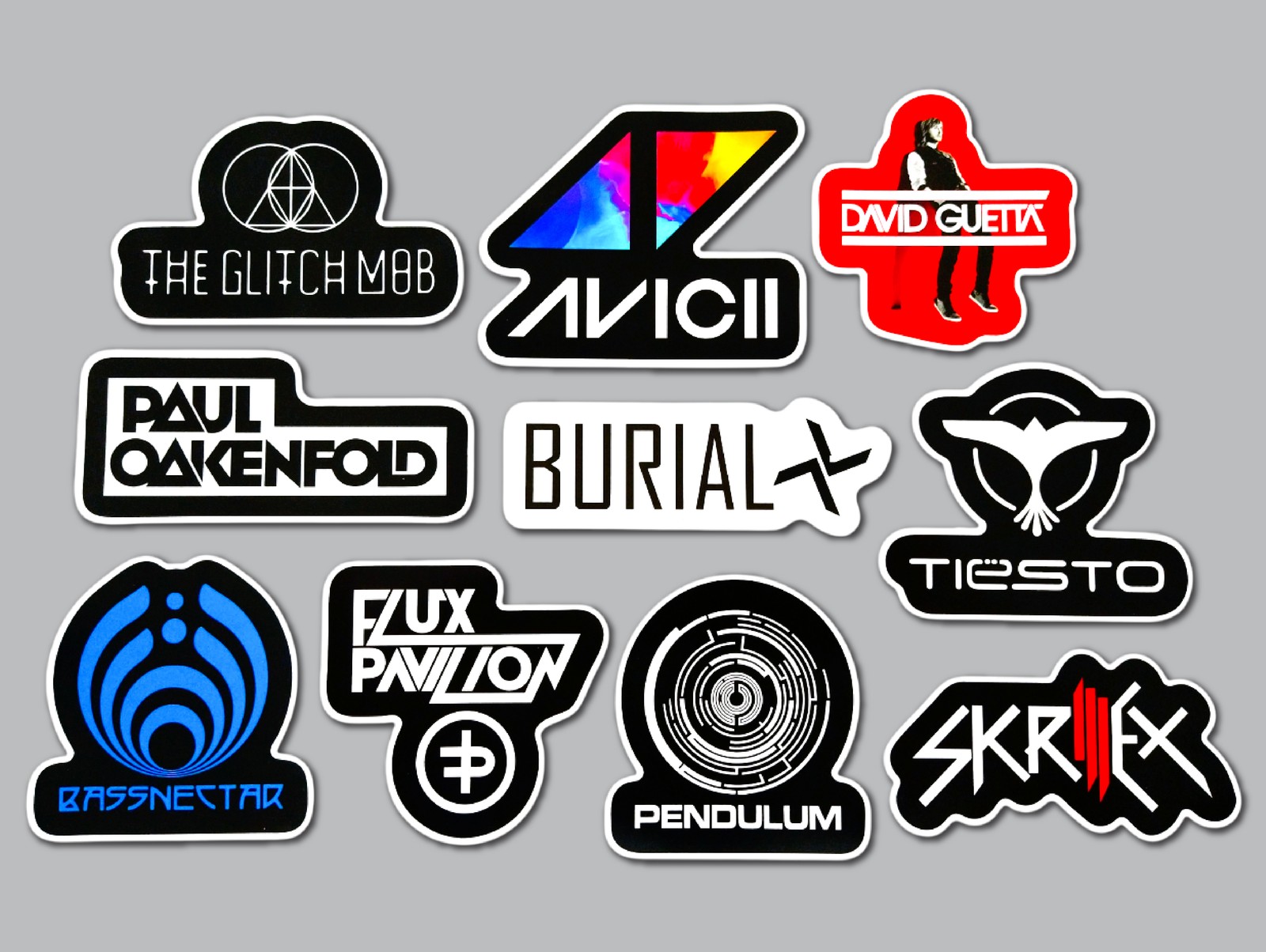Electronic Dance Indie Vinyl Sticker Lot (10 Pack) SET 3 avicii skrillex tiesto