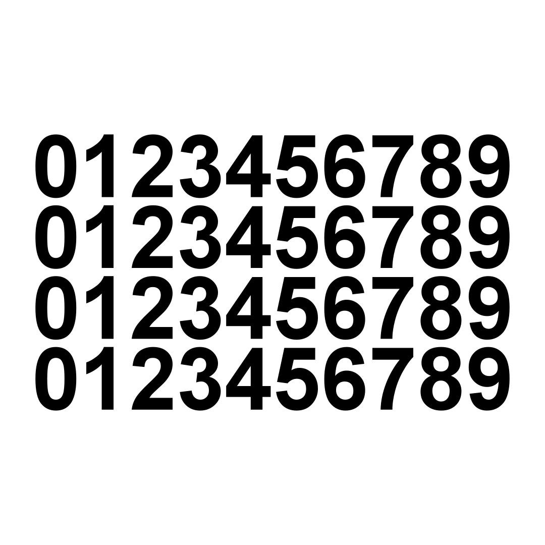 0-9 Numbers Set 40 Vinyl Decals Stickers 5" inches tall – Select Color