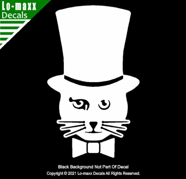 Top Hat Cat Kitty Car Truck Window Whimsical High Quality Die Cut Vinyl Decal
