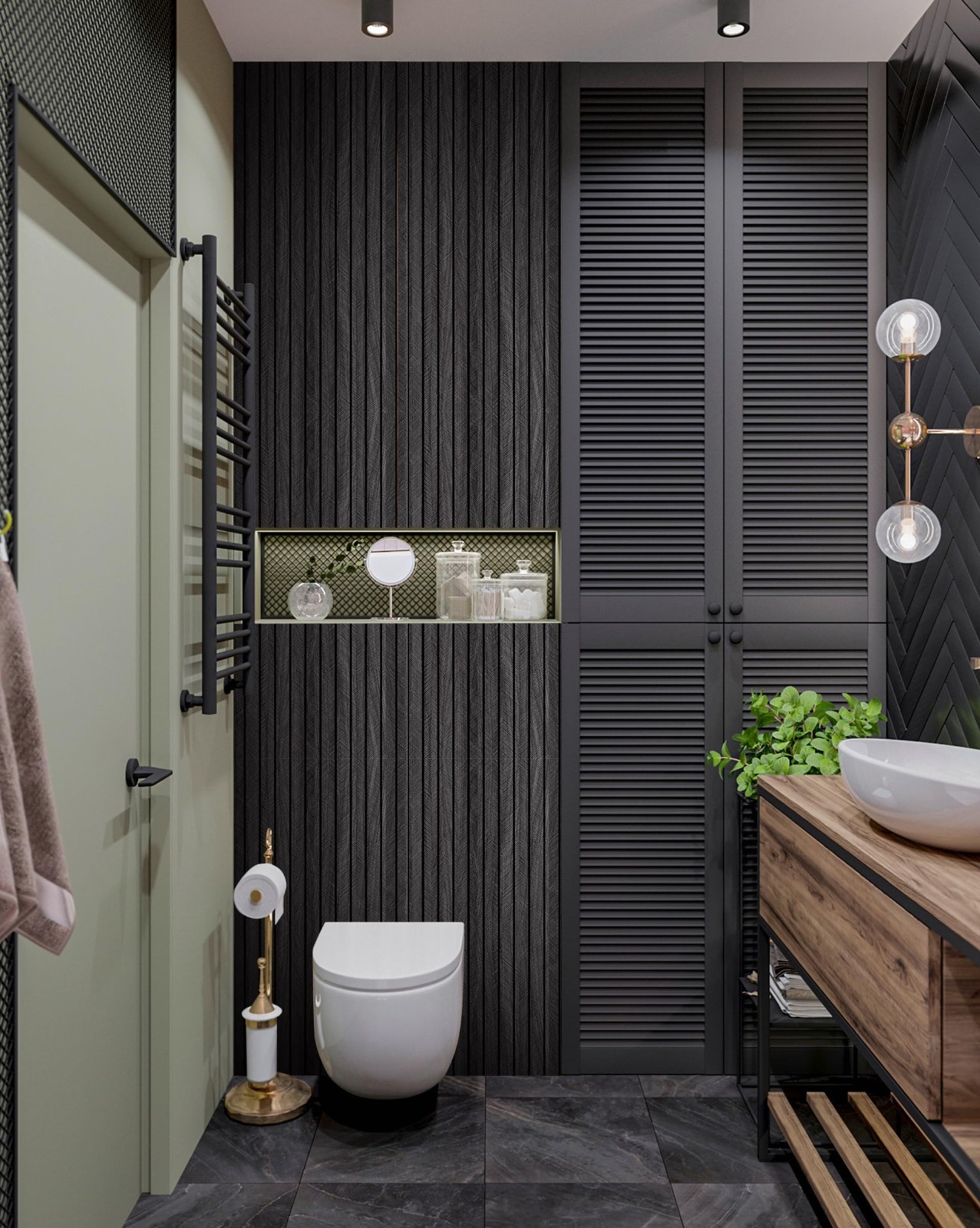 Self-Adhesive PVC Slat Wall Panels – Peel & Stick Faux Black Oak Wood 3D Decor