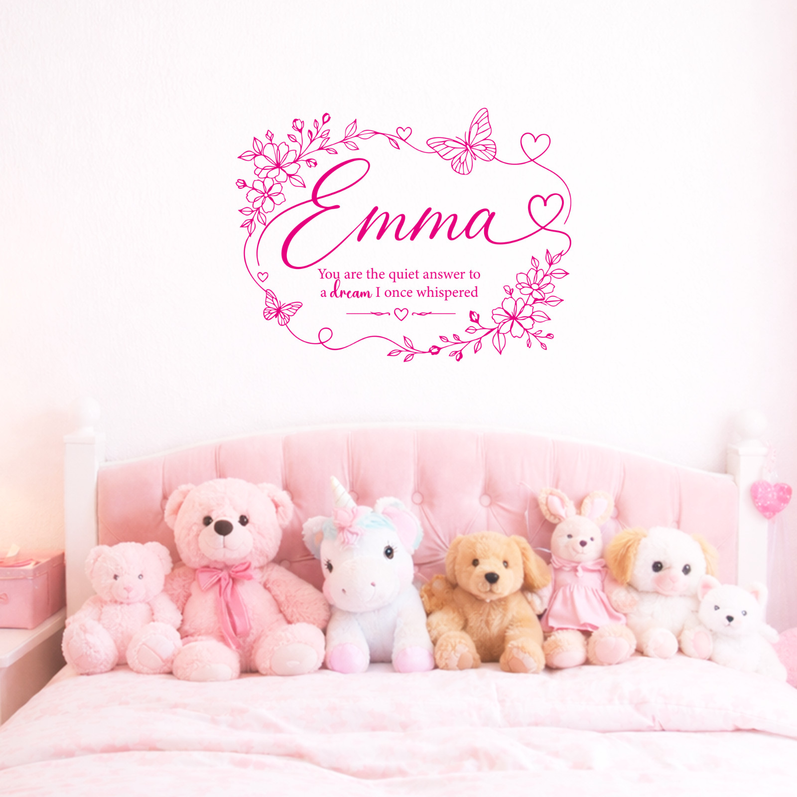 Custom Name Wall Decal Girls Nursery Room Vinyl Sticker Flowers 2 Sizes