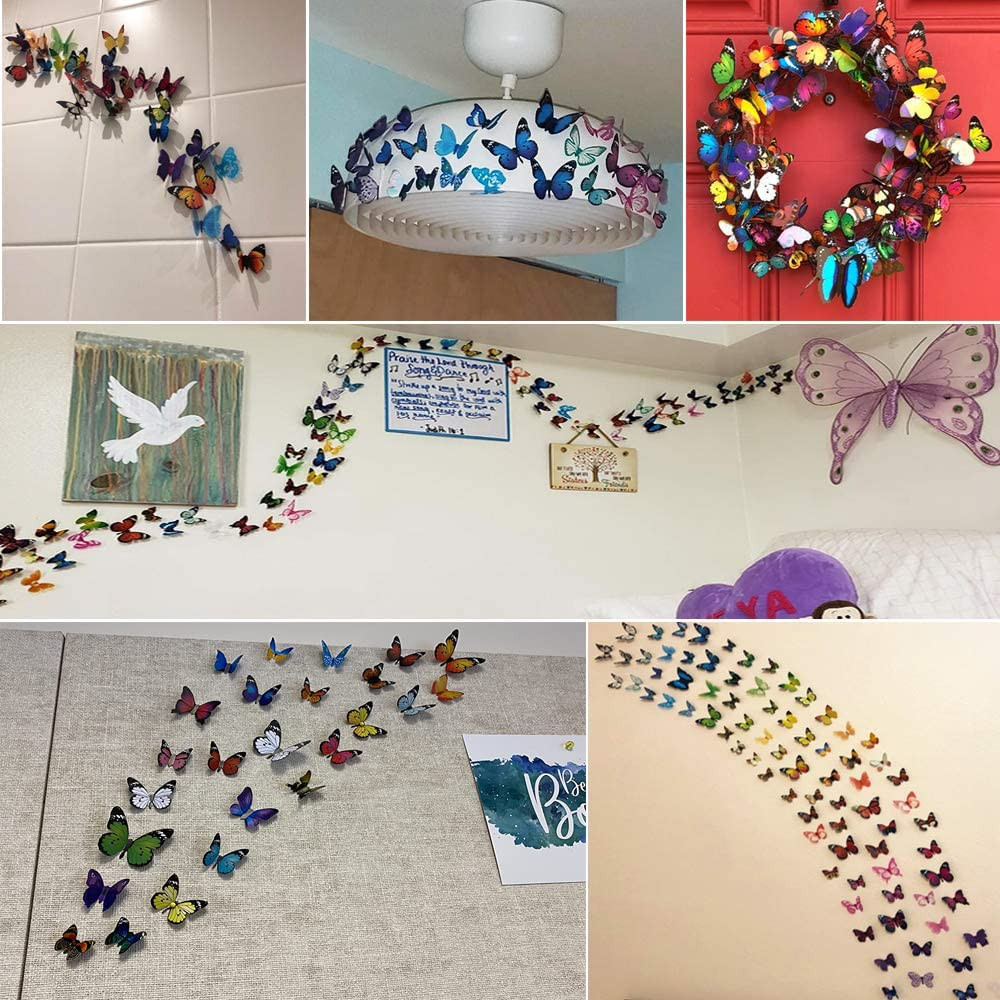 80 PCS Butterfly Wall Decals, 3D Butterfly Wall Decor Stickers for Home Wall Dec